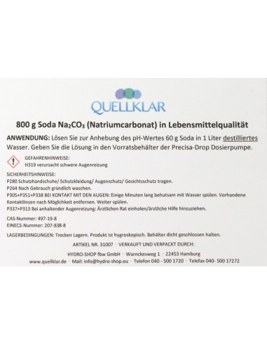 Etikett Soda (Natriumcarbonat) 800g von Quellklar.de