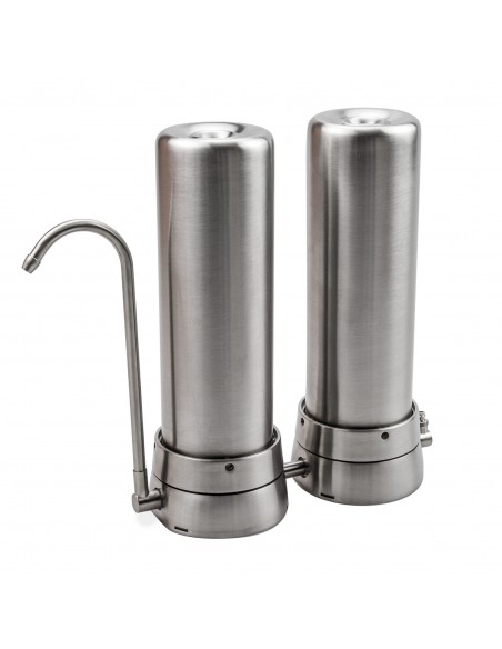 Anti-Kalk-Duo Auftischwasserfilter in Edelstahl